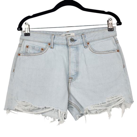 GRLFRND Denim Cut Off High Rise Light Wash Helena Shorts On The Horizon Size 26 - Picture 1 of 6